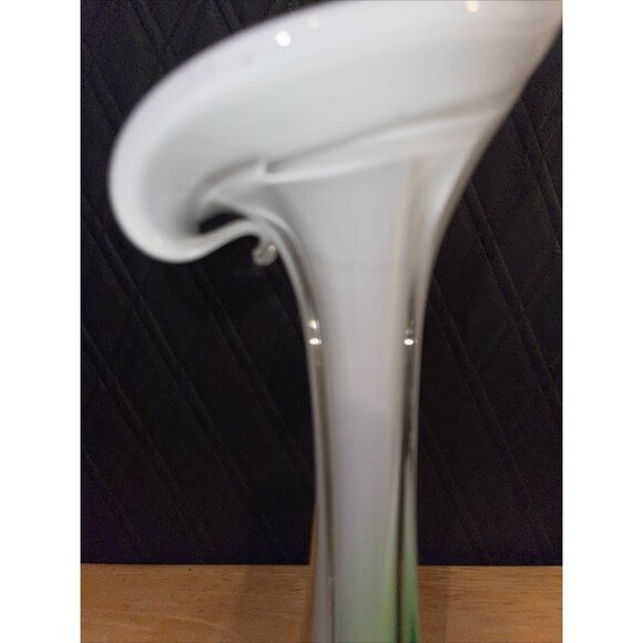 Mid Century Modern Art Glass Swung Vase Green White Purple Ombre Design - Picture 8 of 16